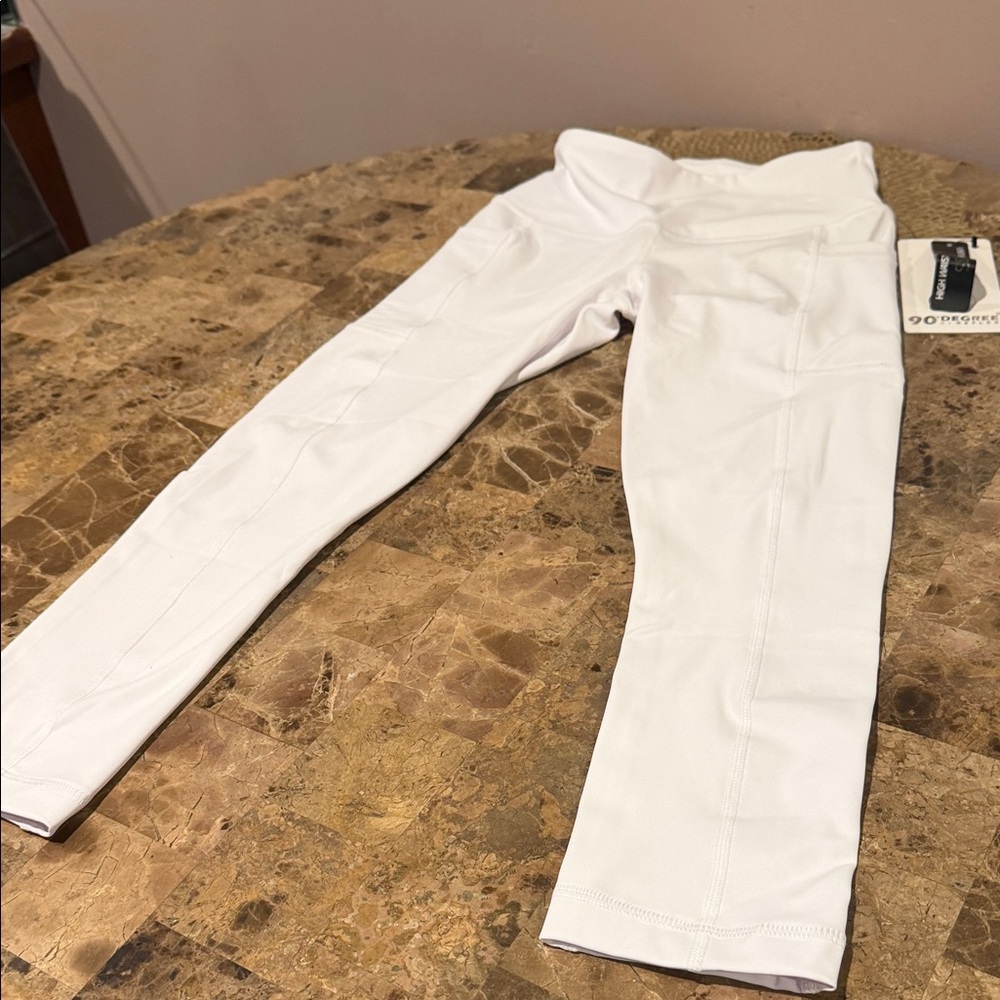 90 Degree By Reflex Classic White Performance Capri Leggings